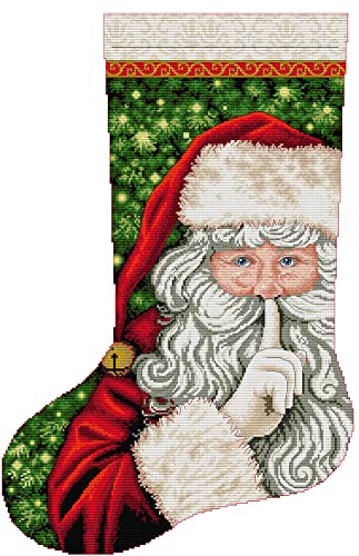 Awesocrafts Kreuzstich Stickpackungen Vorgedruckt Weihnachten Strumpf Weihnachtsmann Bilder Vorlagen Sticken Set Vorgedruckt 14CT 2 Stränge von Awesocrafts