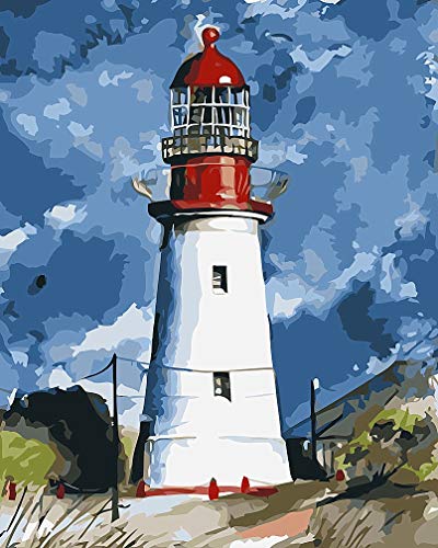 Awesocrafts Malen nach Zahlen Leuchtturm, Wolken Licht Haus 40x50cm DIY Ölgemälde für Erwachsene Kinder ohne Rahmen Awesocrafts Malen nach Zahlen Leuchtturm, Wolken Licht Haus 40x50cm DIY Ölgemälde für Erwachsene Kinder ohne Rahmen von Awesocrafts