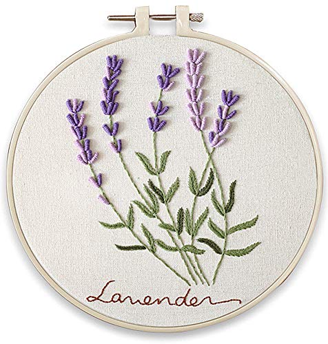 Stickerei-Set, Eichhörnchen, Lavendel, Blumen, Garten, tolle Bastelarbeiten, komplettes Sortiment an Stickerei-Starter-Sets für Anfänger, Erwachsene, Kinder, DIY, handgefertigt (Lavendel) von Awesocrafts