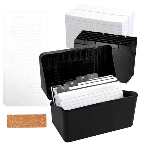 Karteikarten-Box mit 200 Karten und 30 Trennblättern, 12,7 x 7,6 cm, Flash-Revisions-Index, Karteikarten und Aufbewahrungs-Organizer, Kunststoff, schwarz, Rezeptkarte, Papier, Queuekarte für Büro, Karteikarten-Box mit 200 Karten und 30 Trennblättern, 12,7 x 7,6 cm, Flash-Revisions-Index, Karteikarten und Aufbewahrungs-Organizer, Kunststoff, schwarz, Rezeptkarte, Papier, Queuekarte für Büro, von Awmark