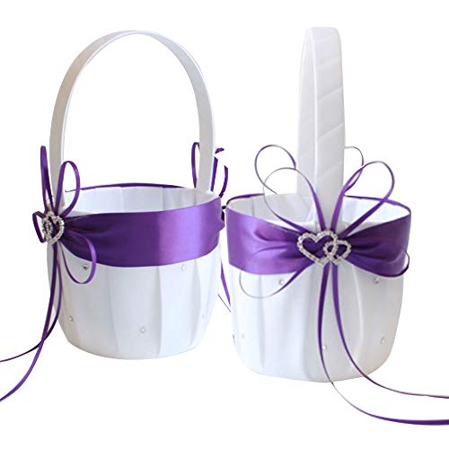 Awtlife 2 Stück lila Blumenmädchen Korb Doppelherz Strass Elegant für Hochzeit Zeremonie Party Gastgeschenk Awtlife 2 Stück lila Blumenmädchen Korb Doppelherz Strass Elegant für Hochzeit Zeremonie Party Gastgeschenk von Bodosac