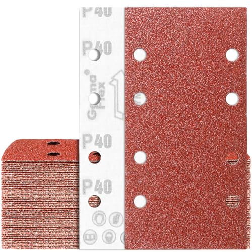 65Stück Schleifpapier 93x185 mm Klett 40 Körnung 8 Löch Schleifblatt für Schwingschleifer von Awutzut
