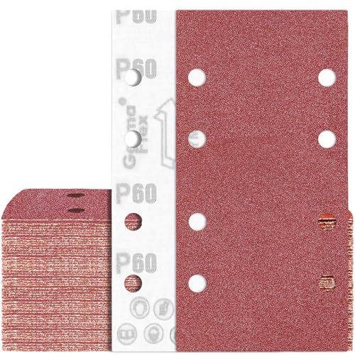 70Stück Schwingschleifer Schleifpapier 93x185 mm Klett 60 Körnung 8 Löch Schleifblatt von Awutzut