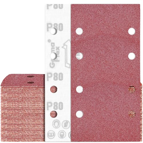 75Stück Schleifpapier 93x185 mm Klett 80 Körnung 8 Löch Schleifblatt für Schwingschleifer von Awutzut