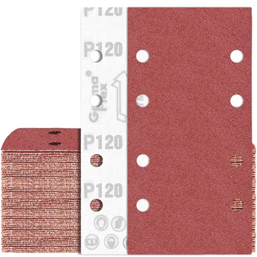 80 Stück Schleifpapier 93x185 mm Klett 120 Körnung 8 Löch Schleifblatt für Schwingschleifer von Awutzut