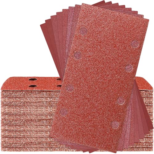 80Stück Schleifpapier 93x185mm für Schwingschleifer P40/60/80/120/180/240/320/400 Klett Schleifblatt 8 Löcher von Awutzut