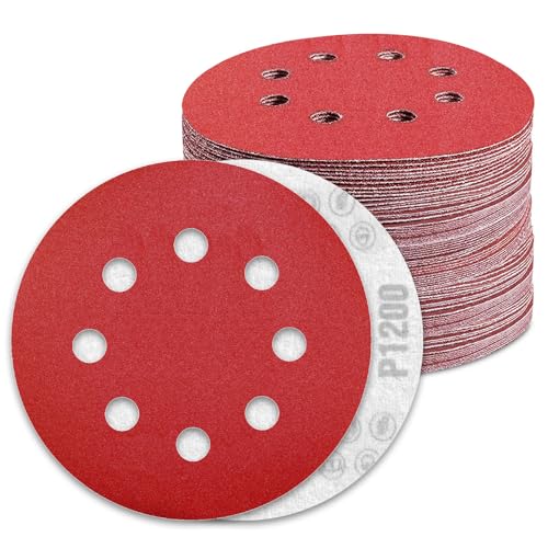 Schleifpapier 125mm Klett 1200 Körnung Schleifscheiben für 8 Loch Exzenterschleifer (100 Stück) von Awutzut