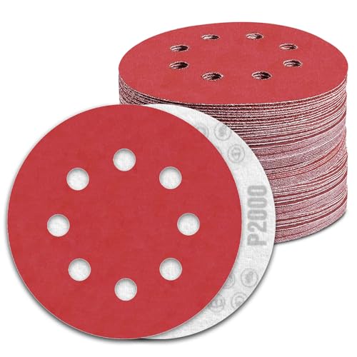Schleifpapier 125mm Klett 2000 Körnung Schleifscheiben für 8 Loch Exzenterschleifer (100 Stück) von Awutzut