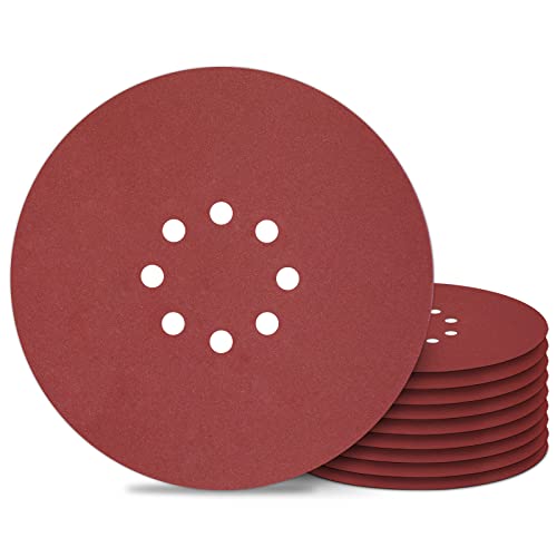 Schleifpapier 225mm Klett - 10 Stück - Körnung P320-8 Loch Schleifgitter 225 - Trockenbauschleifer Schleifscheiben für Schleifgiraffe Langhalsschleifer Wandschleifer von Awutzut