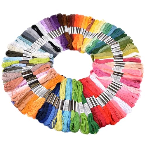 Stickgarne, 100 Knäuel, Regenbogenfarben, Stickgarn für DIY-Garn, Handwerk, Kreuzstich, Freundschaftsarmbänder und Nähen (100 Farben) von Awxevcik