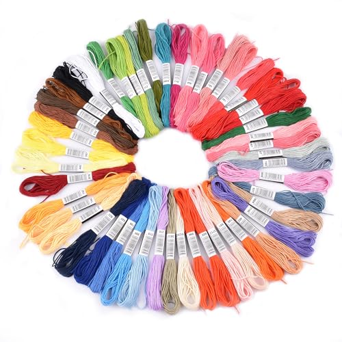 Stickgarne, 100 Knäuel, Regenbogenfarben, Stickgarn für DIY-Garn, Handwerk, Kreuzstich, Freundschaftsarmbänder und Nähen (50 Farben) von Awxevcik