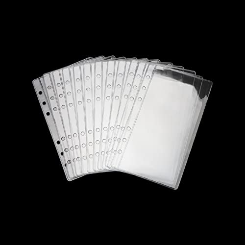 A6 Bindertaschen, transparent, PVC, 6 Löcher, Reißverschlusslos, seitlich offen, Geldumschläge, wasserdicht, Dokumentenablagebeutel für A6 Ordner, Fotos, Bargeld organisieren (A6), 12 Stück von AxeWoodz