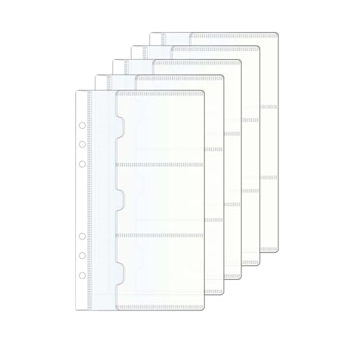 AxeWoodz 5 x A5 Bindertaschen, 3 Fächer, doppelseitige Taschen, Kartenhüllen, transparente PP-Binderhüllen, lose Blätter, 6 Löcher, Ordner von AxeWoodz