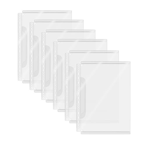 AxeWoodz A4-Ordnertaschen, transparente Klarsichthüllen mit Klappe, lose Blätter, 21 Löcher, Aktenordner, transparent, PP, Dokumenten-Organizer (6 Stück, 1 Tasche, A4) von AxeWoodz