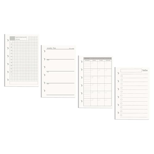 AxeWoodz A7-Nachfüllpapier, 4 Stück, undatiert, täglich, wöchentlich, monatlich und To-Do-Liste, lose Blätter, 6 Löcher, Füllpapier, Planer, Nachfüllpackungen AxeWoodz A7-Nachfüllpapier, 4 Stück, undatiert, täglich, wöchentlich, monatlich und To-Do-Liste, lose Blätter, 6 Löcher, Füllpapier, Planer, Nachfüllpackungen von AxeWoodz