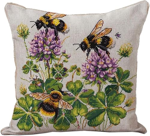 AxiangziK 11CT Kreuzstich Kissen Set,Bienen auf Kleeblüten,Stickkissen zum Selbersticken Kreuzstich Kissen zum Basteln Stickkissen mit Vorgedruckt Kreuzstichmotiv,45x45cm AxiangziK 11CT Kreuzstich Kissen Set,Bienen auf Kleeblüten,Stickkissen zum Selbersticken Kreuzstich Kissen zum Basteln Stickkissen mit Vorgedruckt Kreuzstichmotiv,45x45cm von AxiangziK
