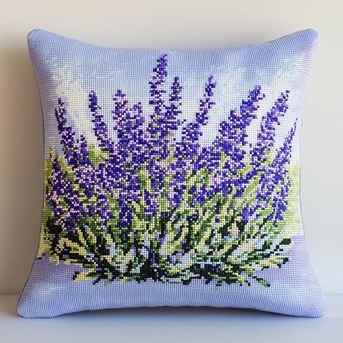 AxiangziK Blumen 11CT Stickpackung Kissenhülle,lila Lavendel,vorgezeichnet komplettes Stickset mit Stickvorlage Stickerei-Kit zum Selbersticken Erwachsene,45x45cm AxiangziK Blumen 11CT Stickpackung Kissenhülle,lila Lavendel,vorgezeichnet komplettes Stickset mit Stickvorlage Stickerei-Kit zum Selbersticken Erwachsene,45x45cm von AxiangziK