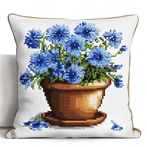 AxiangziK Blumen Kreuzstich Set Vorgedruckt,Kornblumentopf,Gobelin Stickbilder Kreuzstich Kissen Stickkissen Kreuzstichkissen/Stickkissen-Set,45x45cm AxiangziK Blumen Kreuzstich Set Vorgedruckt,Kornblumentopf,Gobelin Stickbilder Kreuzstich Kissen Stickkissen Kreuzstichkissen/Stickkissen-Set,45x45cm von AxiangziK