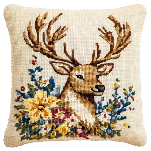 AxiangziK Blumentiere Knüpfkissen Zum Selber Knüpfen,Süßer Elch,Knüpfen Set Handgemachte Geschenke Knüpfteppich Für Kinder Und Erwachsene Knüpfset,17x17in AxiangziK Blumentiere Knüpfkissen Zum Selber Knüpfen,Süßer Elch,Knüpfen Set Handgemachte Geschenke Knüpfteppich Für Kinder Und Erwachsene Knüpfset,17x17in von AxiangziK