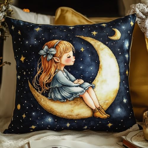 AxiangziK Cartoon-Sternenhimmel Knüpfkissen Set,Elfenmädchen auf dem Mond,3D Sofakissenbezug DIY Kissenbezüge Kissenbezug für Heimaccessoire,Handgechte Geschenke Kreuzstich Kreativ Set,17x17in AxiangziK Cartoon-Sternenhimmel Knüpfkissen Set,Elfenmädchen auf dem Mond,3D Sofakissenbezug DIY Kissenbezüge Kissenbezug für Heimaccessoire,Handgechte Geschenke Kreuzstich Kreativ Set,17x17in von AxiangziK