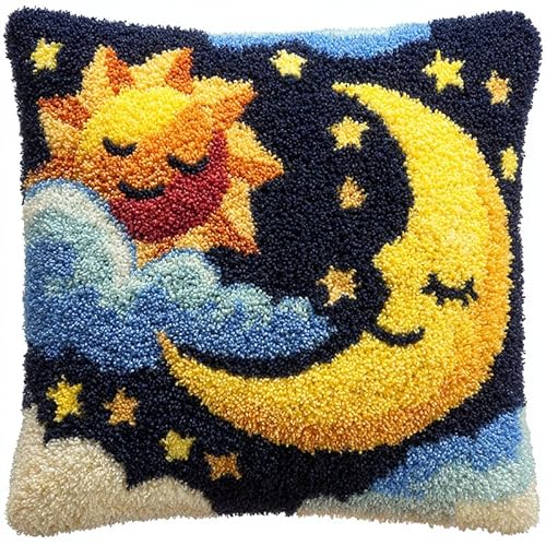AxiangziK Cartoon-Stil DIY Knüpfhaken Set,Sterne und Mond,Latch Hook Kissen Kit für Kinder oder Anfänger Erwachsene zum Selber Knüpfen Heimdekoration,17x17in AxiangziK Cartoon-Stil DIY Knüpfhaken Set,Sterne und Mond,Latch Hook Kissen Kit für Kinder oder Anfänger Erwachsene zum Selber Knüpfen Heimdekoration,17x17in von AxiangziK