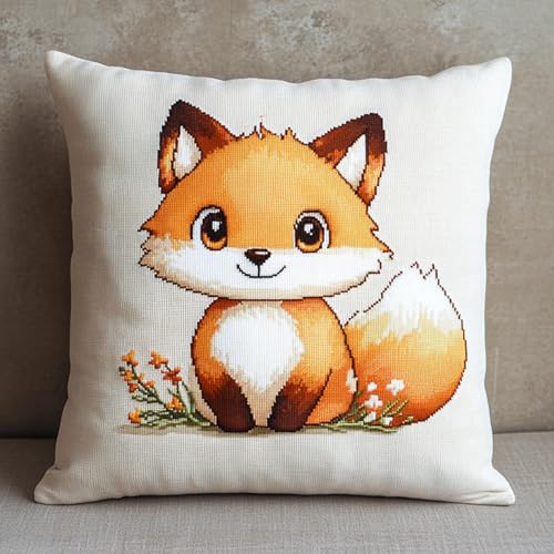 AxiangziK Cartoon-Tiere DIY Knüpfkissen Set erwachsene,Ein süßer kleiner Fuchs,knüpfkissen set,Knüpfkissen,Überwurfkissen,Matte,Stickerei-Bastelsets für Anfänger Heimdekoration,17x17in von AxiangziK