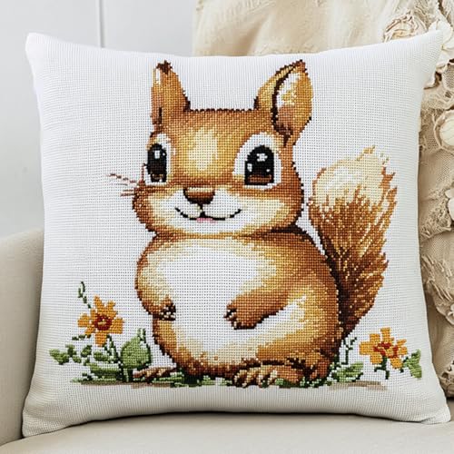 AxiangziK Cartoon-Tiere Nadelspitzen-Kissen-Set,Ein süßes kleines Eichhörnchen,Knüpfkissen-Set,DIY-Kissenbezug,Basteln,bedruckte Leinwand für Anfänger,Stickerei,Bastelkissen,17x17in AxiangziK Cartoon-Tiere Nadelspitzen-Kissen-Set,Ein süßes kleines Eichhörnchen,Knüpfkissen-Set,DIY-Kissenbezug,Basteln,bedruckte Leinwand für Anfänger,Stickerei,Bastelkissen,17x17in von AxiangziK