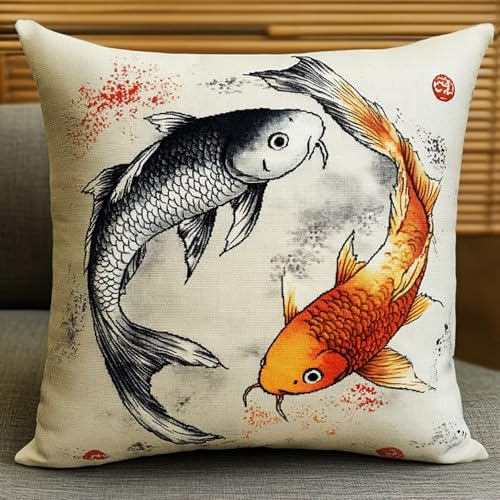 AxiangziK Chinesischer Tuschemalerei-Stil Latch Hook Kit Cushion for Adults,Koi-Fische,DIY Craft Latch Hook Kits Embroidery Latch Hook Pillow Cover or Christmas/Gifts,17x17in AxiangziK Chinesischer Tuschemalerei-Stil Latch Hook Kit Cushion for Adults,Koi-Fische,DIY Craft Latch Hook Kits Embroidery Latch Hook Pillow Cover or Christmas/Gifts,17x17in von AxiangziK
