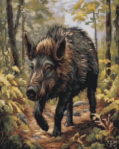 AxiangziK Cross Stitch Embroidery Kit Tier Wildschwein,DIY Stickerei Set Erwachsene Anfänger Kinder,11CT Kreuzstich Set Vorgedruckt,16x20inch AxiangziK Cross Stitch Embroidery Kit Tier Wildschwein,DIY Stickerei Set Erwachsene Anfänger Kinder,11CT Kreuzstich Set Vorgedruckt,16x20inch von AxiangziK