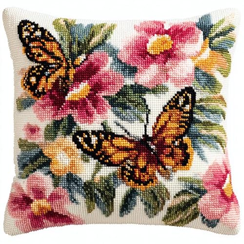 AxiangziK DIY knüpfen set erwachsene,Bunte Blumen und Schmetterlinge,Haken-Knüpfset Kissenbezug bedrucktes Kissen Häkelgarn,Stickerei,Dekoration,Anfänger-Knüpfs,17x17in AxiangziK DIY knüpfen set erwachsene,Bunte Blumen und Schmetterlinge,Haken-Knüpfset Kissenbezug bedrucktes Kissen Häkelgarn,Stickerei,Dekoration,Anfänger-Knüpfs,17x17in von AxiangziK
