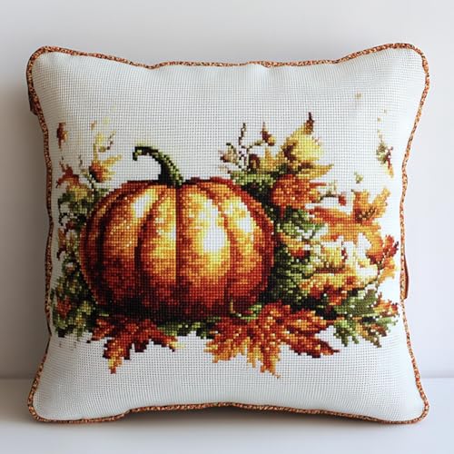 AxiangziK Herbstfarm Knüpfkissen Zum Selber Knüpfen,Kürbis,Knüpfen Set Handgemachte Geschenke Knüpfteppich Für Kinder Und Erwachsene Knüpfset,17x17in von AxiangziK