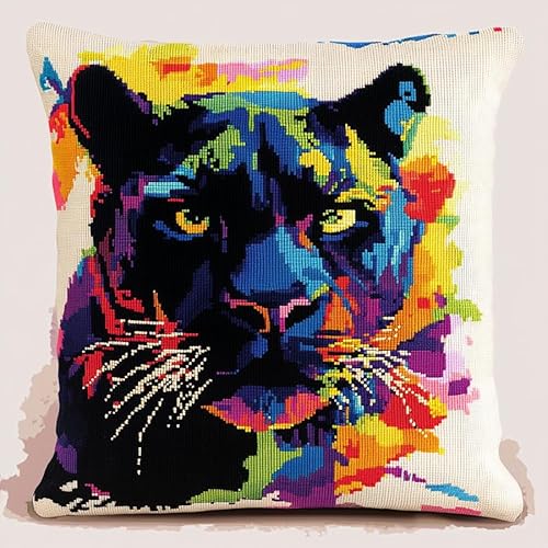 AxiangziK Kissenbezug mit Kreuzstich 11CT,Tier schwarzer Panther,abnehmbarer bestickter Kissenbezug mit verstecktem Reißverschluss,DIY Bastelset Erwachsene,45x45cm AxiangziK Kissenbezug mit Kreuzstich 11CT,Tier schwarzer Panther,abnehmbarer bestickter Kissenbezug mit verstecktem Reißverschluss,DIY Bastelset Erwachsene,45x45cm von AxiangziK