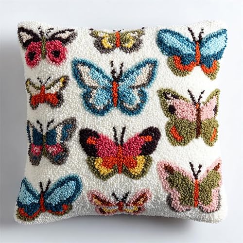 AxiangziK Knüpfhaken Kissen Kits für Erwachsene,Cartoon bunter Schmetterling,DIY Knüpfteppich Zum Selber Knüpf-Sets Stickerei Set,Häkellein Vorgedrucktes Geschenk,17x17in AxiangziK Knüpfhaken Kissen Kits für Erwachsene,Cartoon bunter Schmetterling,DIY Knüpfteppich Zum Selber Knüpf-Sets Stickerei Set,Häkellein Vorgedrucktes Geschenk,17x17in von AxiangziK