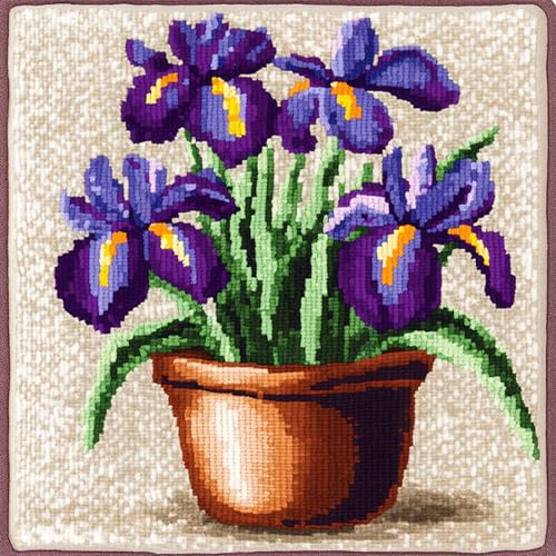AxiangziK Knüpfhaken Kissen Kits für Kinder,Lila Iris Blumentopf,DIY Knüpfteppich Zum Selber Knüpf-Sets Kissenbezug Teppich Stickerei Set,Latch Hook Kits,17x17in AxiangziK Knüpfhaken Kissen Kits für Kinder,Lila Iris Blumentopf,DIY Knüpfteppich Zum Selber Knüpf-Sets Kissenbezug Teppich Stickerei Set,Latch Hook Kits,17x17in von AxiangziK