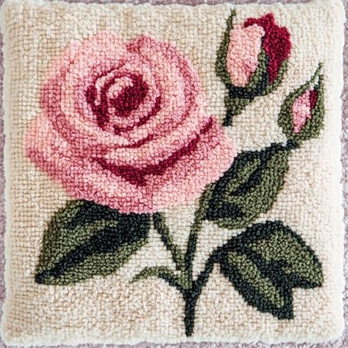 AxiangziK Knüpfhaken Kissen Kits für Kinder,Rosa Rosen,DIY Knüpfteppich Zum Selber Knüpf-Sets Kissenbezug Teppich Stickerei Set,Latch Hook Kits,17x17in AxiangziK Knüpfhaken Kissen Kits für Kinder,Rosa Rosen,DIY Knüpfteppich Zum Selber Knüpf-Sets Kissenbezug Teppich Stickerei Set,Latch Hook Kits,17x17in von AxiangziK