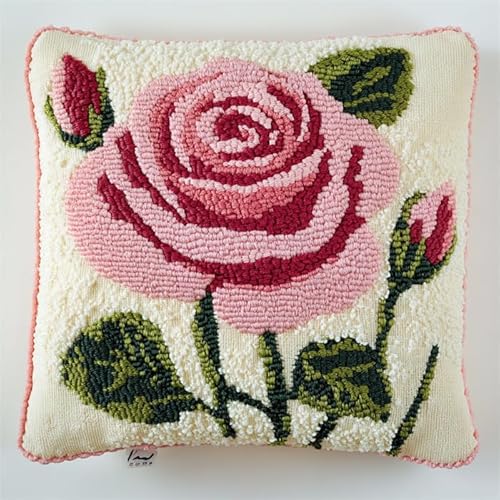AxiangziK Knüpfhaken Kissen Kits für Kinder,Rosa Rosen,DIY Knüpfteppich Zum Selber Knüpf-Sets Kissenbezug Teppich Stickerei Set,Latch Hook Kits,17x17in AxiangziK Knüpfhaken Kissen Kits für Kinder,Rosa Rosen,DIY Knüpfteppich Zum Selber Knüpf-Sets Kissenbezug Teppich Stickerei Set,Latch Hook Kits,17x17in von AxiangziK