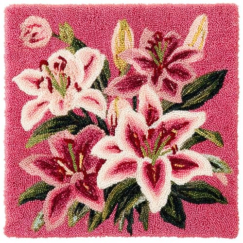 AxiangziK Knüpfkissen Zum Selber Knüpfen,Rosa Lilienstrauß,DIY Kissenbezug Hülle Sofakissenbezug,Knüpfkissen Set für Kinder Erwachsene,Latch Hook Kit,17x17in AxiangziK Knüpfkissen Zum Selber Knüpfen,Rosa Lilienstrauß,DIY Kissenbezug Hülle Sofakissenbezug,Knüpfkissen Set für Kinder Erwachsene,Latch Hook Kit,17x17in von AxiangziK