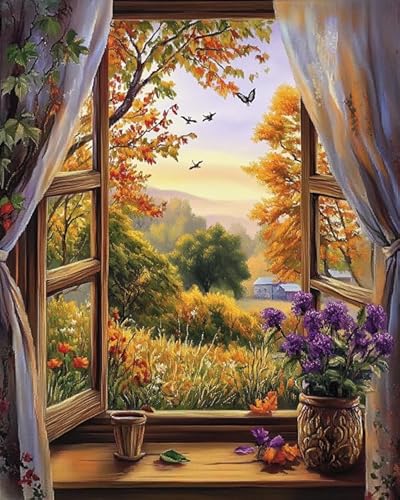 AxiangziK Kreuzstich-Set,11CT DIY-Kreuzstich-Set,Natürliche Landschaft vor dem Fenster,Stickerei,Anfänger,vorgedrucktes Leinwand-Stickset,handgefertigt,40x50cm AxiangziK Kreuzstich-Set,11CT DIY-Kreuzstich-Set,Natürliche Landschaft vor dem Fenster,Stickerei,Anfänger,vorgedrucktes Leinwand-Stickset,handgefertigt,40x50cm von AxiangziK