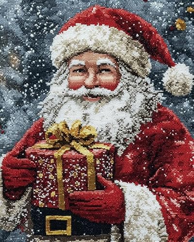 AxiangziK Kreuzstich Stickpackungen Vorgedruckt,11CT,Weihnachten,Opa,Stickbilder Kreuzstich Stickpackung Sticken Set für Erwachsene Anfänger,40x50cm von AxiangziK
