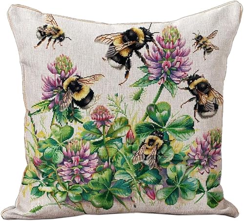AxiangziK Kreuzstichkissen Set,Bienen auf Kleeblüten,Kissenbezug Zum Sticken Kreuzstich Stickkissen mit Muster,11CT Stickset Kreuzstich Kissen,18x18in AxiangziK Kreuzstichkissen Set,Bienen auf Kleeblüten,Kissenbezug Zum Sticken Kreuzstich Stickkissen mit Muster,11CT Stickset Kreuzstich Kissen,18x18in von AxiangziK