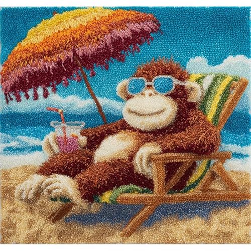 AxiangziK Landschaft DIY Knüpfhaken-Set Knüpfkissen,Affe auf einem Strandkorb,Latch Hook Kissen Kit,Knüpfkissen Set für Anfänger Erwachsene oder Kinder zum Selber Knüpfen,17x17in AxiangziK Landschaft DIY Knüpfhaken-Set Knüpfkissen,Affe auf einem Strandkorb,Latch Hook Kissen Kit,Knüpfkissen Set für Anfänger Erwachsene oder Kinder zum Selber Knüpfen,17x17in von AxiangziK