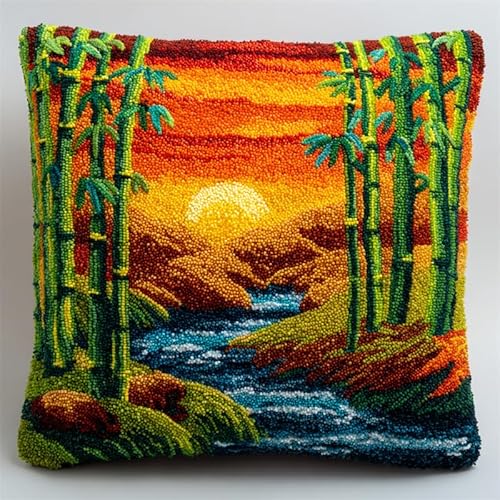 AxiangziK Sonnenuntergang Landschaft DIY Knüpfhaken Set,Bambuswald,Latch Hook Kissen Kit für Kinder oder Anfänger Erwachsene zum Selber Knüpfen Heimdekoration,17x17in AxiangziK Sonnenuntergang Landschaft DIY Knüpfhaken Set,Bambuswald,Latch Hook Kissen Kit für Kinder oder Anfänger Erwachsene zum Selber Knüpfen Heimdekoration,17x17in von AxiangziK