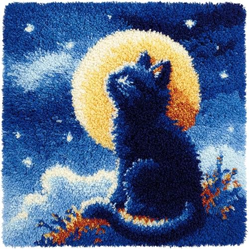 AxiangziK Sternenhimmel Nachtansicht Latch Hook Kits Cushion Cover,Katze auf dem Mond,Latch Hook Embroidery for Adults and Beginners Pillow Case Sofa Cushion Cover Craft Kits,17x17in AxiangziK Sternenhimmel Nachtansicht Latch Hook Kits Cushion Cover,Katze auf dem Mond,Latch Hook Embroidery for Adults and Beginners Pillow Case Sofa Cushion Cover Craft Kits,17x17in von AxiangziK