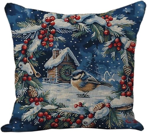 AxiangziK Stickset Kissenhülle Stickset für Anfänger,Schöner Wintervogel im Schnee Ebereschenbeeren,Sticken Set Erwachsene Kissenbezug Bastelsets Handstickerei Nähkissenbezug DIY Set,45x45cm AxiangziK Stickset Kissenhülle Stickset für Anfänger,Schöner Wintervogel im Schnee Ebereschenbeeren,Sticken Set Erwachsene Kissenbezug Bastelsets Handstickerei Nähkissenbezug DIY Set,45x45cm von AxiangziK
