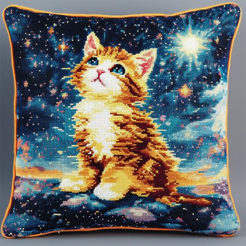 AxiangziK Tier DIY knüpfen set erwachsene knüpfkissen,Katze unter den Sternen,Knüpfhaken-Kissen-Set,bedruckte Leinwand für Anfänger,Stickerei,Bastelkissen,17x17in AxiangziK Tier DIY knüpfen set erwachsene knüpfkissen,Katze unter den Sternen,Knüpfhaken-Kissen-Set,bedruckte Leinwand für Anfänger,Stickerei,Bastelkissen,17x17in von AxiangziK