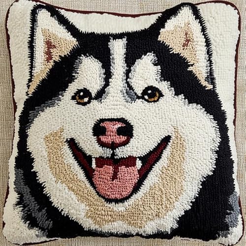 AxiangziK Tier Hund Latch Hook Kissen Kit,Lächelnder Husky,Knüpfkissen Set für Anfänger Erwachsene oder Kinder zum Selber Knüpfen,DIY Knüpfteppich Knüpfpackung,17x17in AxiangziK Tier Hund Latch Hook Kissen Kit,Lächelnder Husky,Knüpfkissen Set für Anfänger Erwachsene oder Kinder zum Selber Knüpfen,DIY Knüpfteppich Knüpfpackung,17x17in von AxiangziK