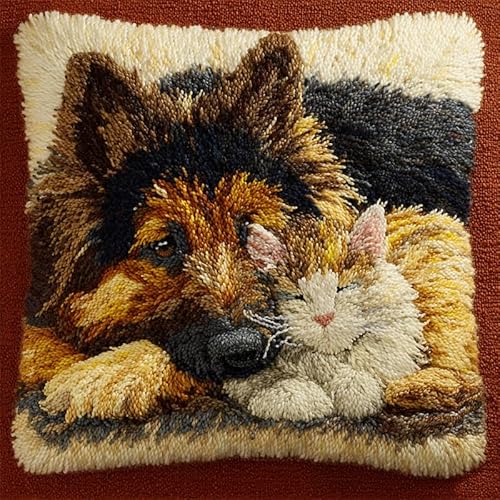 AxiangziK Tier Latch Hook Kissen Kit,Katzen und Hunde,Knüpfkissen Set für Anfänger Erwachsene oder Kinder zum Selber Knüpfen,DIY Knüpfteppich Knüpfpackung,17x17in AxiangziK Tier Latch Hook Kissen Kit,Katzen und Hunde,Knüpfkissen Set für Anfänger Erwachsene oder Kinder zum Selber Knüpfen,DIY Knüpfteppich Knüpfpackung,17x17in von AxiangziK