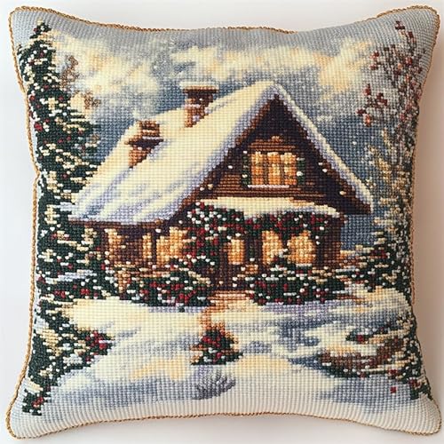 AxiangziK Weihnachten Kreuzstich Set Vorgedruckt,Schneeszene der Hütte,Gobelin Stickbilder Kreuzstich Kissen Stickkissen Kreuzstichkissen/Stickkissen-Set,45x45cm AxiangziK Weihnachten Kreuzstich Set Vorgedruckt,Schneeszene der Hütte,Gobelin Stickbilder Kreuzstich Kissen Stickkissen Kreuzstichkissen/Stickkissen-Set,45x45cm von AxiangziK