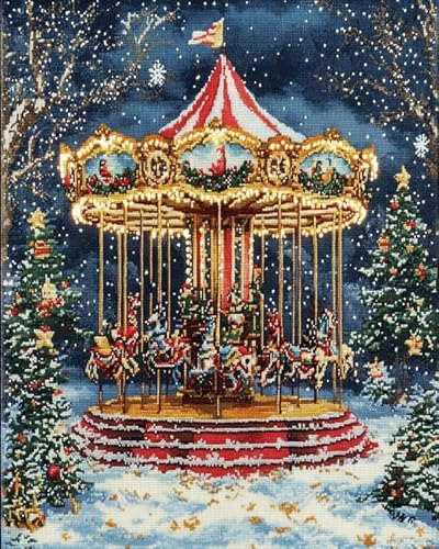 AxiangziK Weihnachten Kreuzstich Stickpackungen Vorgedruckt,Karussell-Schneeszene,Stickbilder Kreuzstich Stickpackung Sticken Set für Erwachsene Anfänger,40x50cm AxiangziK Weihnachten Kreuzstich Stickpackungen Vorgedruckt,Karussell-Schneeszene,Stickbilder Kreuzstich Stickpackung Sticken Set für Erwachsene Anfänger,40x50cm von AxiangziK