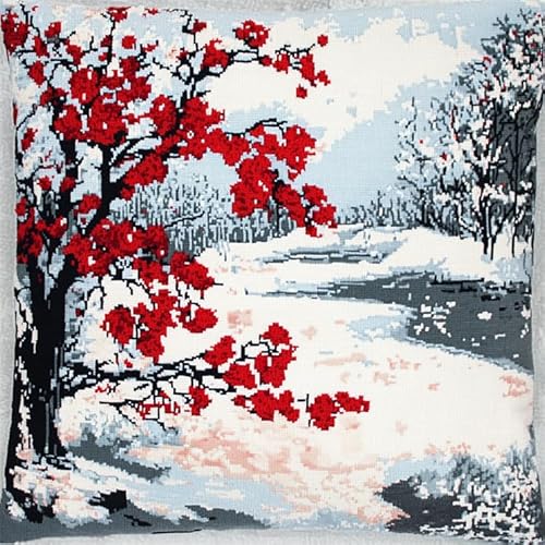 AxiangziK Winterschneeszene DIY Knüpfhaken-Set Knüpfkissen,Zweige mit roten Pflaumenblüten,Latch Hook Kissen Kit,Knüpfkissen Set für Anfänger Erwachsene oder Kinder zum Selber Knüpfen,17x17in AxiangziK Winterschneeszene DIY Knüpfhaken-Set Knüpfkissen,Zweige mit roten Pflaumenblüten,Latch Hook Kissen Kit,Knüpfkissen Set für Anfänger Erwachsene oder Kinder zum Selber Knüpfen,17x17in von AxiangziK